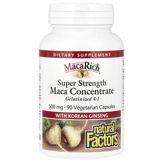 Natural Factors, Maca Rich®, концентрат маки с корейским женьшенем, суперсила, 90 вегетарианских капсул