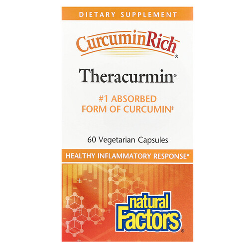 Natural Factors, CurcuminRich®, Theracurmin®, fortschrittliches Ergänzungsmittel mit Kurkumin für eine verbesserte Aufnahme, 30 mg, 60 pflanzliche Kapseln