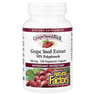 Natural Factors, GrapeSeedRich®，葡萄籽提取物，100 毫克，120 粒素食胶囊