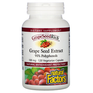 Отзывы о Натурал Факторс, GrapeSeedRich, Grape Seed Extract, 100 mg, 120 Vegetarian Capsules