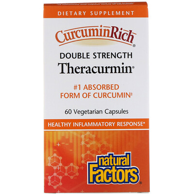 Natural Factors CurcuminRich, Theracurmin двойной силы, 60 растительных капсул