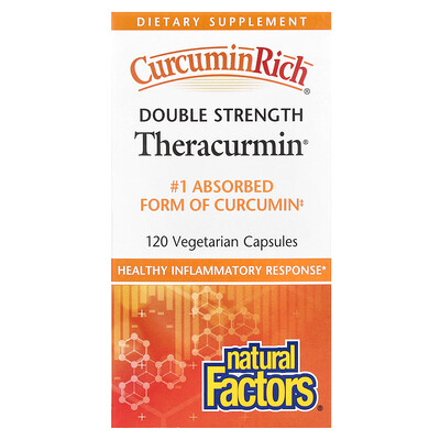 Natural Factors, CurcuminRich®, Theracurmin®, Suplemento de curcumina, 60 mg, 120 cápsulas vegetales