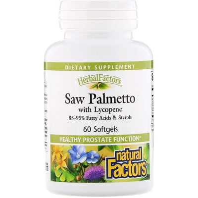 Natural Factors HerbalFactors, Saw Palmetto with Lycopene, 60 Softgels