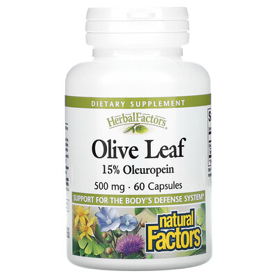 Natural Factors Herbal Factors, Olive Leaf, 500 mg, 60 Capsules