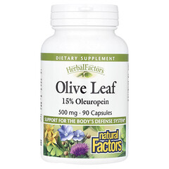 Herbal Factors, листя оливкового дерева, 500 мг, 90 капсул