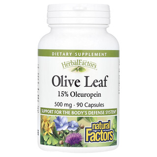 Natural Factors, HerbalFactors®, Olive Leaf, 500 mg, 90 Capsules