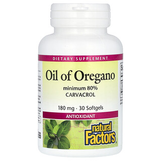 Natural Factors, Oregano-olie, 180 mg, 30 softgels