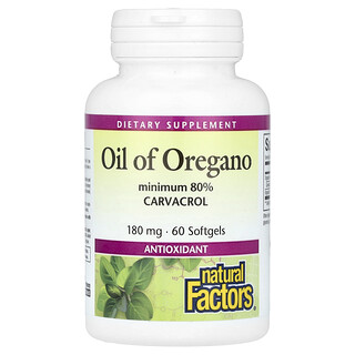Natural Factors, Oregano-olie, 180 mg, 60 softgels