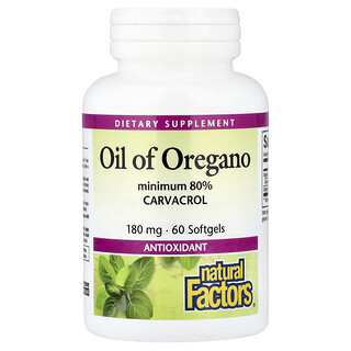 Natural Factors, Aceite de orégano, 60 cápsulas blandas