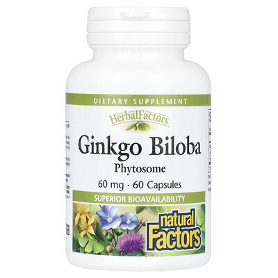 Natural Factors, Ginkgo biloba, Fitosoma, 60 mg, 60 cápsulas