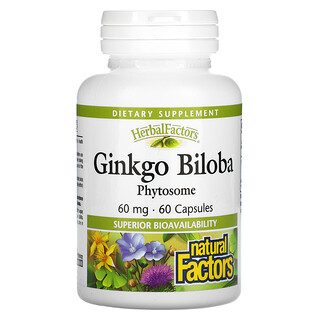 Natural Factors, фитосомы гинкго билоба, 60 мг, 60 капсул