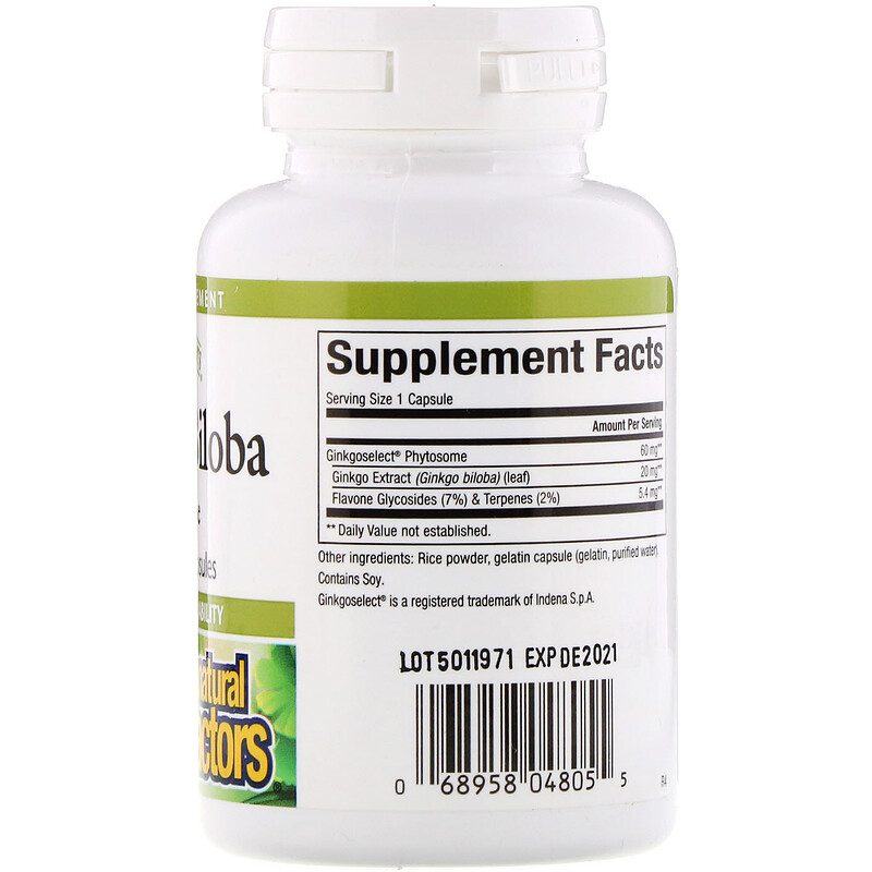 Natural Factors, Ginkgo Biloba, Phytosome, 60 mg, 60 Capsules iHerb