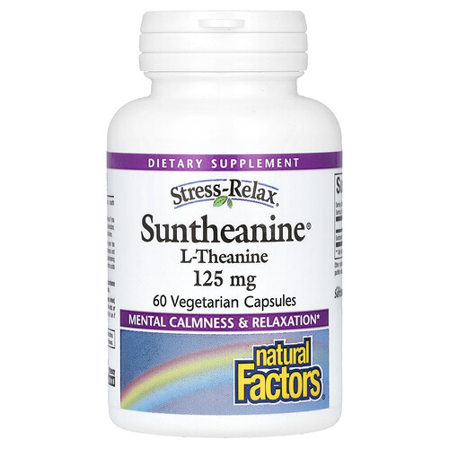 Natural Factors Stress-Relax, Suntheanine, L-Theanine, 60 Vegetarian Capsules (125 mg per Capsule)
