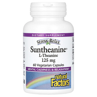 Natural Factors, Stress-Relax，Suntheanine，L-茶氨酸，250 毫克，60 粒素食胶囊（每粒胶囊 125 毫克）