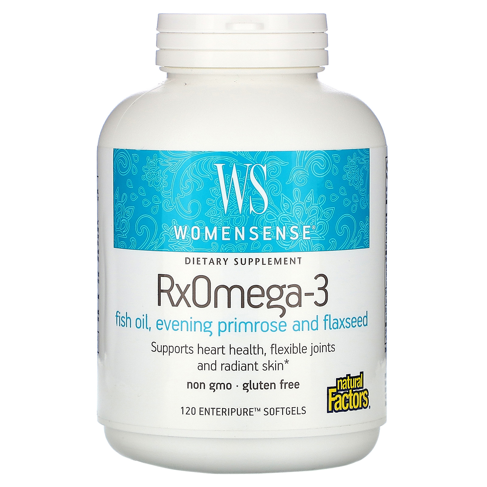 濕疹 營養素 Natural Factors, WomenSense，RxOmega-3，120 粒腸溶軟凝膠