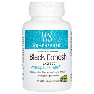 Natural Factors, WomenSens®, 블랙코호시 추출물, 폐경기 증상 완화, 베지 캡슐 90정