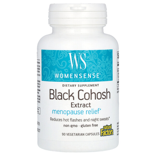Natural Factors WomenSense®, Black Cohosh Extract, Menopause Relief, 90 Vegetarian Capsules