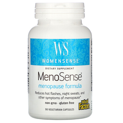 Natural Factors WomenSense, MenoSense, формула для приема в период менопаузы, 90 вегетарианских капсул