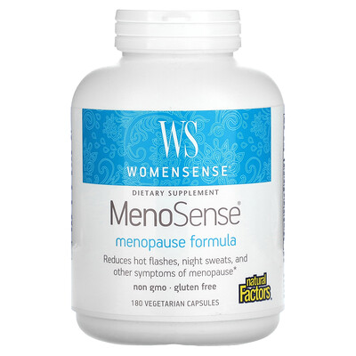 

Natural Factors WomenSense, MenoSense, формула для поддержки организма при менопаузе, 180 вегетарианских капсул