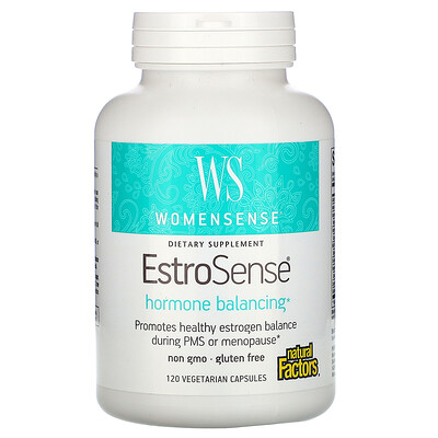 Natural Factors WomenSense, EstroSense, Средство для поддержания гормонального баланса, 120 вегетарианских капсул