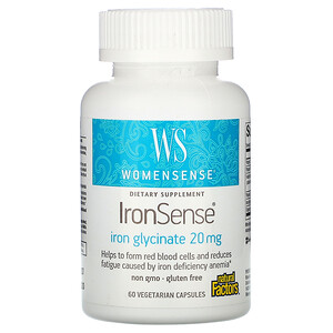 Отзывы о Натурал Факторс, WomenSense, IronSense, Iron Glycinate, 20 mg, 60 Vegetarian Capsules