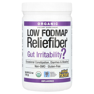 Natural Factors, 有机低短链碳水化合物†Reliefiber®，原味，5.3 盎司（150 克）