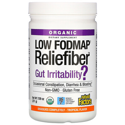 Natural Factors Organic Low Fodmap Reliefiber, Tropical Flavor, 7.09 oz (201 g)
