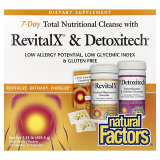 Natural Factors, 7-Day Total Nutritional Cleansing with RevitalX & Detoxitech，1.33 磅（603.5 克）