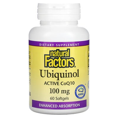 Natural Factors убихинол (активный коэнзим Q10) 100 мг 60 мягких таблеток