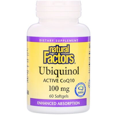 Natural Factors Ubiquinol, Active CoQ10, 100 mg, 60 Softgels