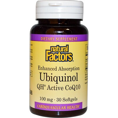 Natural Factors Ubiquinol, QH Active CoQ10, 100 mg, 30 Softgels