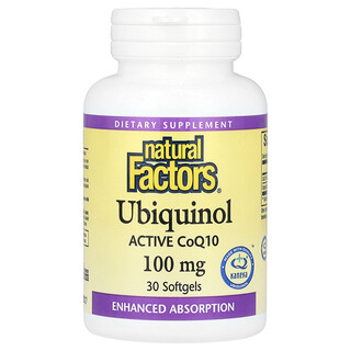 Natural Factors, Ubichinolo, CoQ10 attivo, 100 mg, 30 capsule molli