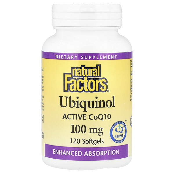 Natural Factors Ubiquinol, Active CoQ10, 100 mg, 120 Softgels