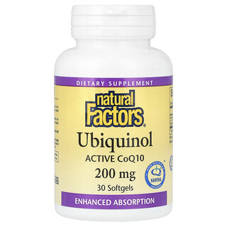 Natural Factors, Ubiquinol, 200 mg, 30 Yumuşak Jel
