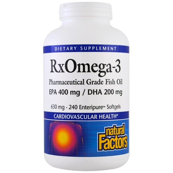 Natural Factors, Rx Omega-3 Factors, EPA 400 mg/DHA 200 mg, 240 Softgels