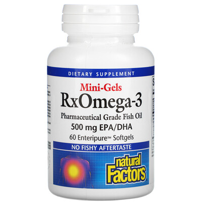 Natural Factors Mini-Gels RxOmega-3, 500 mg, 60 Enteripure Softgels