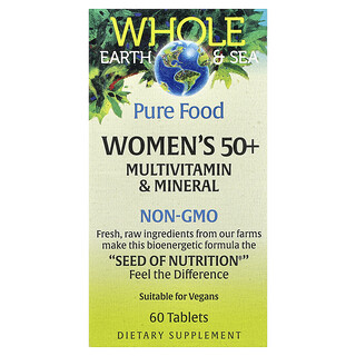 Natural Factors, Whole Earth & Sea®, Suplemento multivitamínico y mineral para mujeres mayores de 50 años, 60 comprimidos