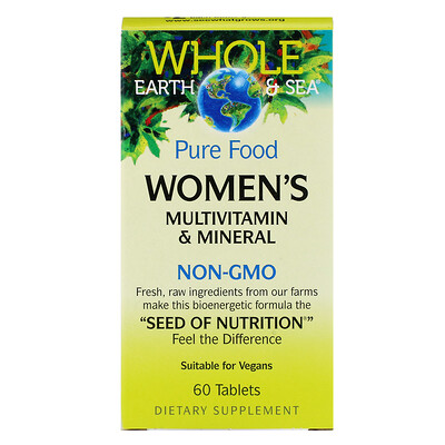 Natural Factors Пищевая добавка Whole Earth & Sea, мультивитаминный и минеральный комплекс для женщин, 60 таблеток