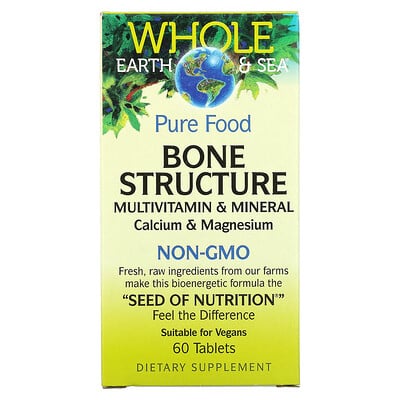 Natural Factors Whole Earth & Sea, Bone Structure Multivitamin & Mineral, Calcium & Magnesium, 60 Tablets