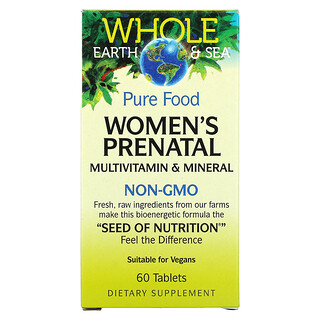 Natural Factors, Whole Earth & Sea, Multivitamines et minéraux prénataux pour les femmes, 60 comprimés
