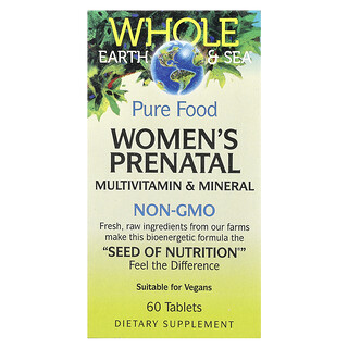 Natural Factors, Whole Earth & Sea®, Suplemento multivitamínico y mineral prenatal para mujeres, 60 comprimidos