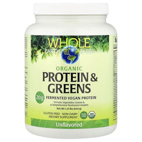 Natural Factors Whole Earth & Sea®, Organic Protein & Greens, Unflavored, 1.41 lbs (640 g)