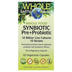 Whole Earth & Sea®, цільнохарчова синбіотична добавка з пребіотиками й пробіотиками, 60 вегетаріанських капсул