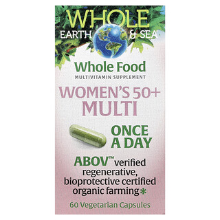 Natural Factors, Whole Earth & Sea®, Suplemento multivitamínico para mujeres mayores de 50 años, 60 cápsulas vegetales