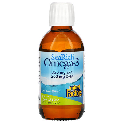 Natural Factors Omega-3, 750 mg EPA, 500 mg DHA, Coconut Lime, 6.76 fl oz (200 ml)