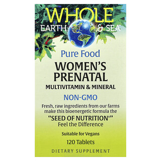 Natural Factors, Whole Earth & Sea®, пренатални мултивитамини и минерали за жени, 120 таблетки