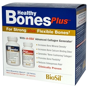 Natural Factors, BioSil, Healthy Bones Plus, Здоровые кости, Программа из двух этапов 