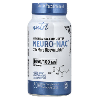 Nutri, NEURO-NAC™, Éster etílico de glicina y NAC, 60 cápsulas veganas