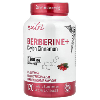 Nutri, Berberine+, Canela de Ceilán, 120 cápsulas veganas