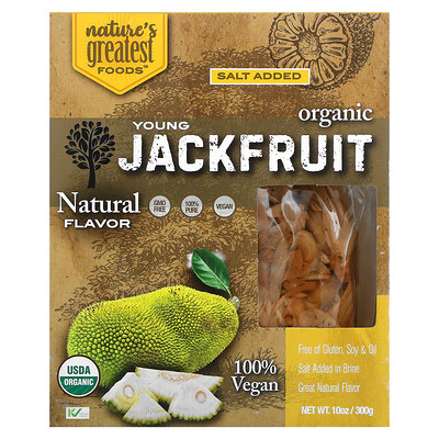 Купить Nature's Greatest Foods Органический молодой джекфрут, натуральный вкус, 300 г (10 унций)